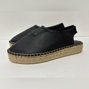 ANTHROPOLOGIE Pilcro SlingbackBlack Leather Tan Espadrille Flats Womens 37 6-6.5